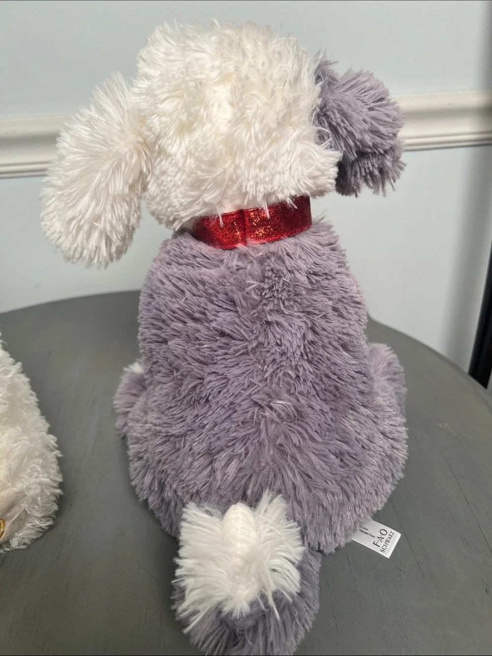 F.A.O Schwartz. Plush Bunny & Puppy Set - Cream Bunny with Bow, White Gray Puppy